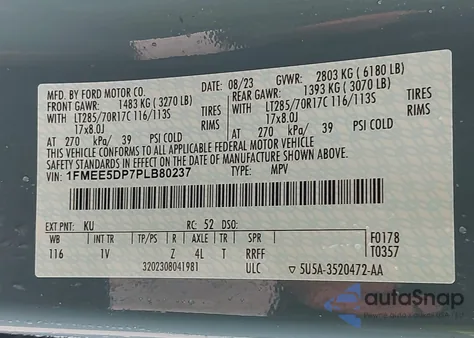 2023 Ford Bronco Badlands from USA, damaged, VIN 1FMEE5DP7PLB80237